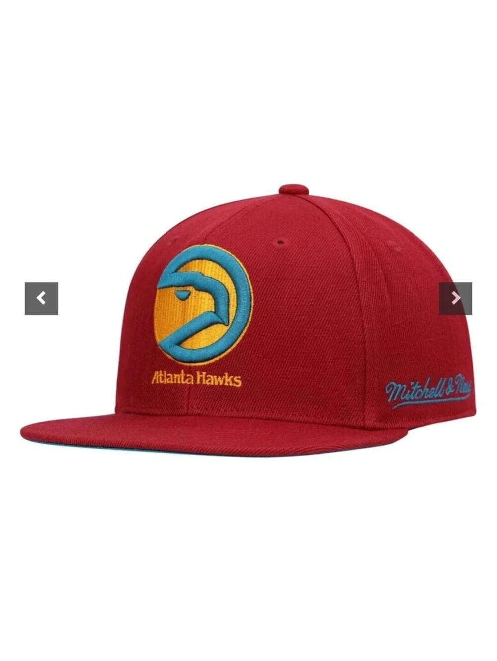 Atlanta Hawks Red Fitted Hat Mitchell & Ness NBA Draft Northern Lights Sz 7 1/8